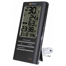 Термогигрометр (2 будильника, дом/улица,черный)  цифровой